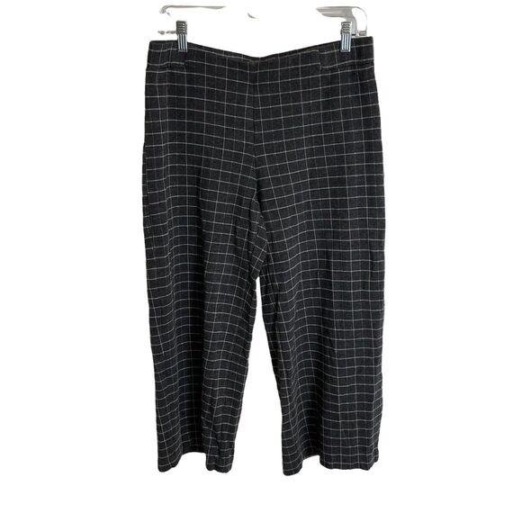 J Jill Womens Ponte Pants Size Medium Plaid Cropped Wide Leg Mid Rise Stretch - Picture 1 of 9